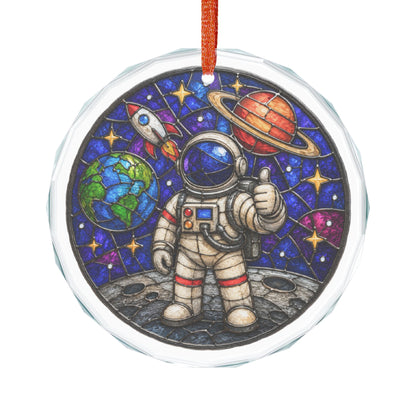 Astronaut Stained-Glass Glass Ornament - Space Explorer Holiday Decoration - Made with REAL GLASS