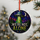 We're not alone Glass Ornament - Stained-Glass Style Alien Holiday Decoration - Made with REAL GLASS