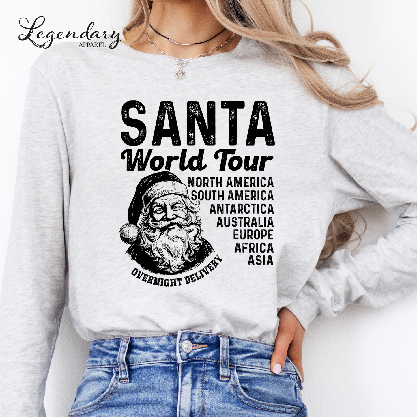 Santa World Tour Shirt Christmas Long Sleeve Tee Shirt