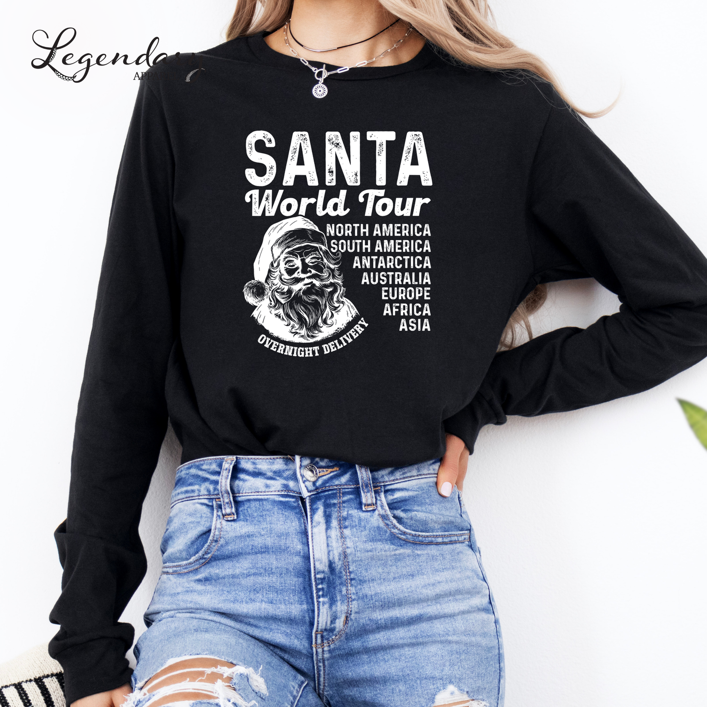 Santa World Tour Shirt Christmas Long Sleeve Tee Shirt