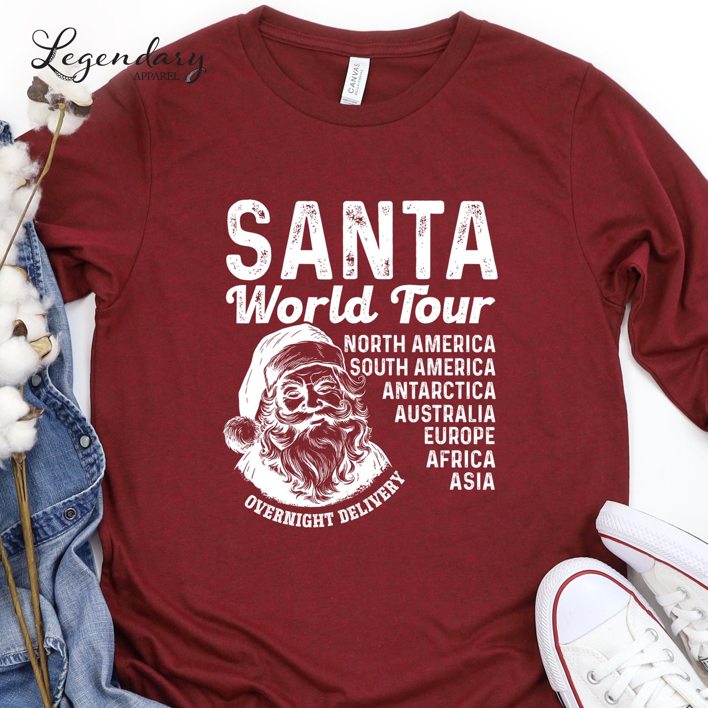 Santa World Tour Shirt Christmas Long Sleeve Tee Shirt