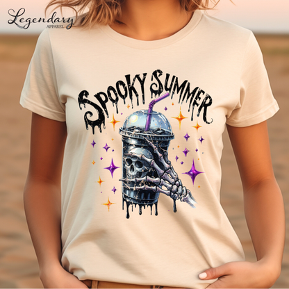 Spooky Summer Shirt Summerween Vibes Skeleton Coffee Lover Shirt