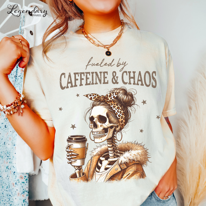 Fueled By Caffeine and Chaos Heavyweight T-shirt