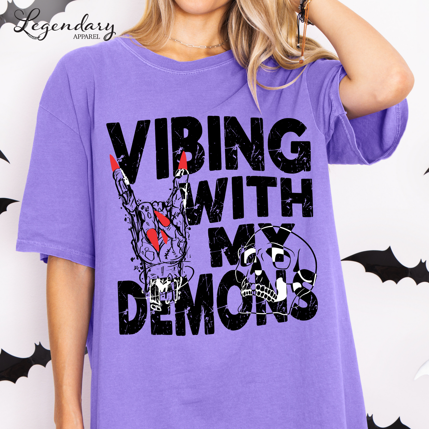 Vibing With My Demons Comfort Colors Tee Shirt