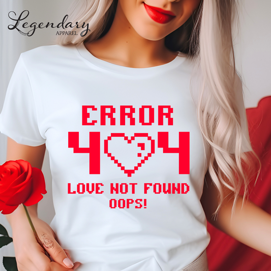 Error 404 Love Not Found Valentine's Day T-Shirt