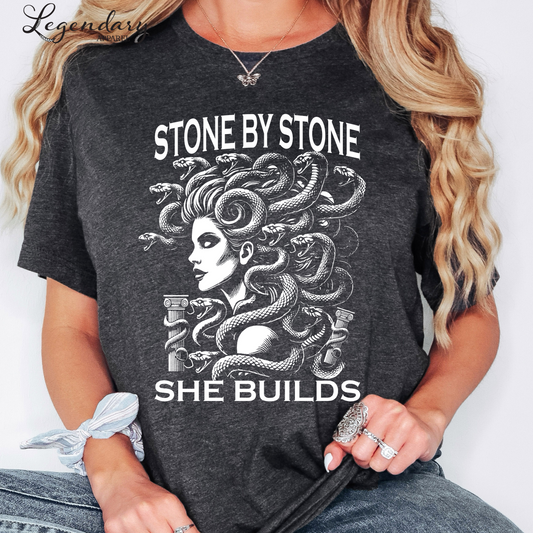 Medusa Shirt Stone By Stone She Builds Subtle Anti Patriarchy TShirt Feminist Resistance Sweatshirt Medusa Snakes Shirts