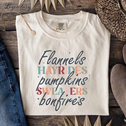 Fall Sweatshirt Flannels Hayrides Pumpkins Sweaters Bonfires Shirt