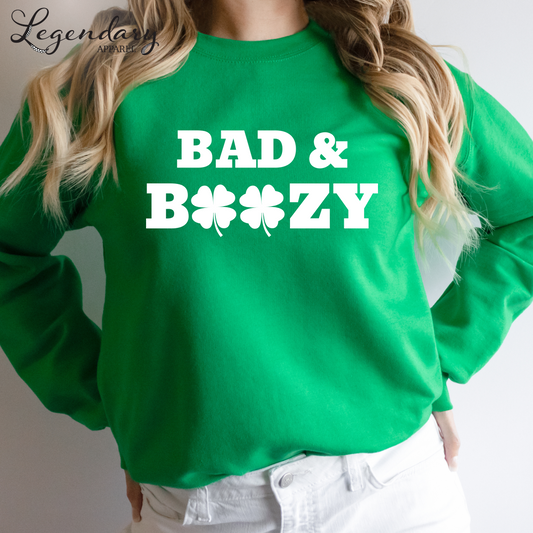 Bad and Boozy St Patricks Day Sweatshirt
