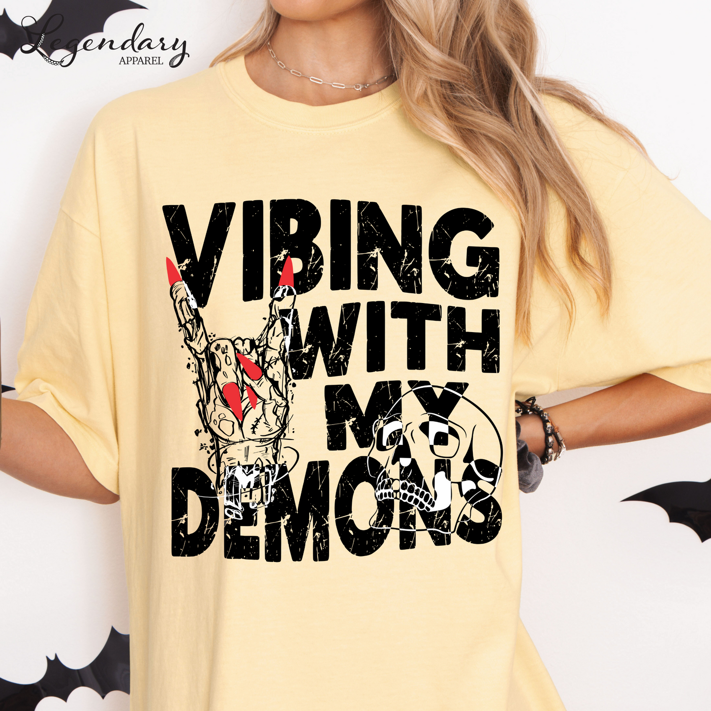 Vibing With My Demons Comfort Colors Tee Shirt