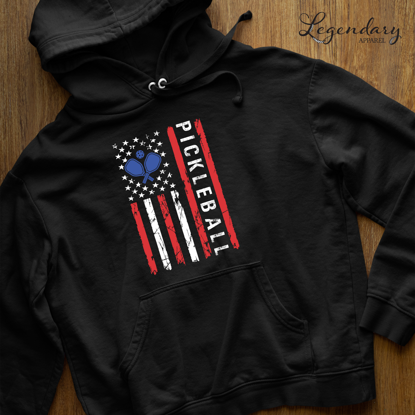 Pickleball American Flag Pullover Hoodie