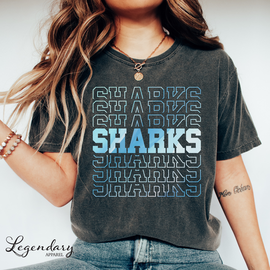Sharks Sharks Sharks Tee Shirt Dark Grey