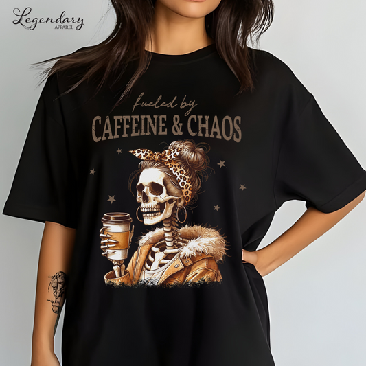 Fueled By Caffeine and Chaos Heavyweight T-shirt