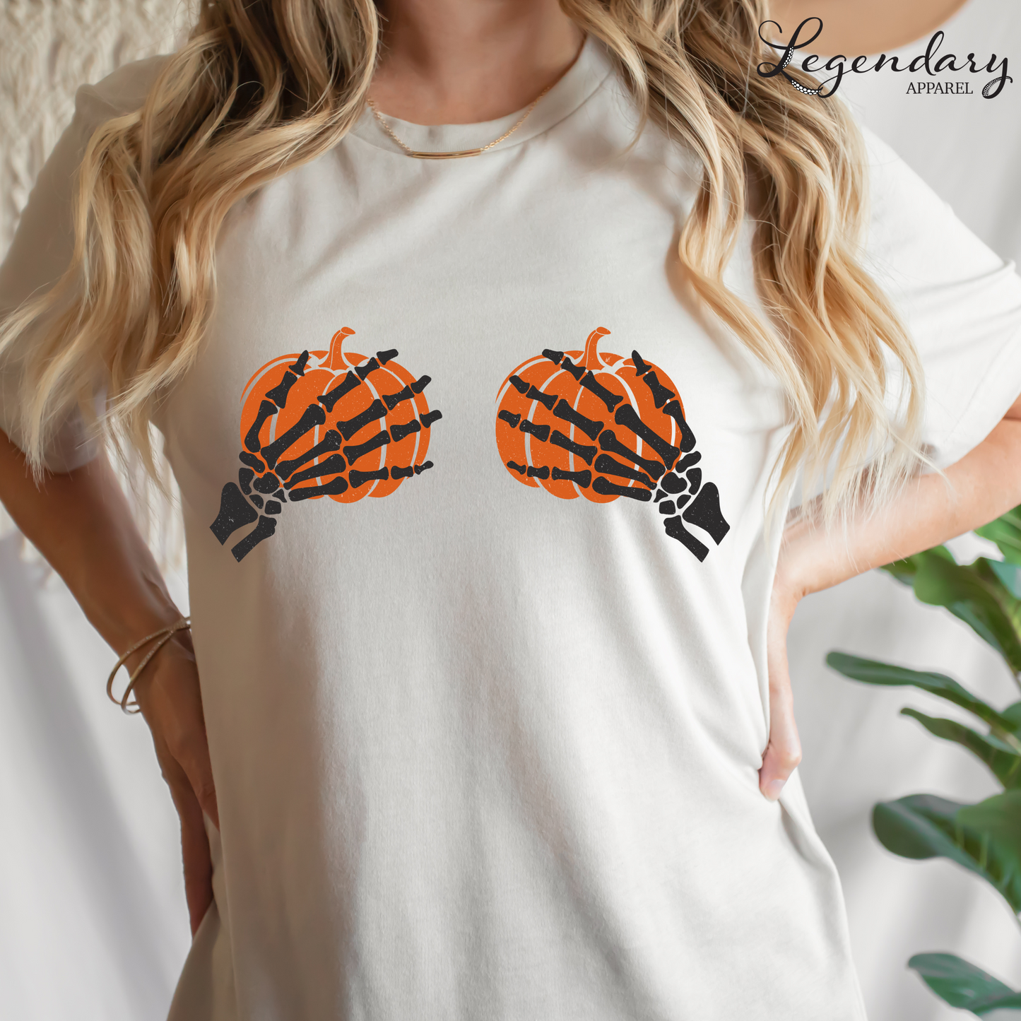 Skeleton Hands Pumpkin Boobs Shirt