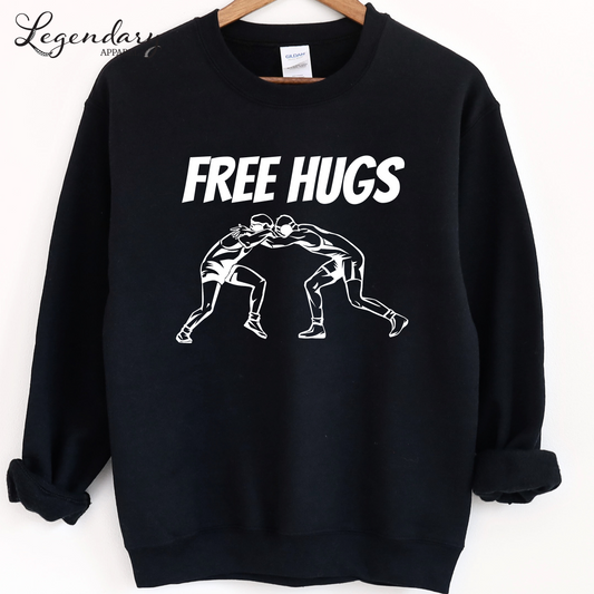 Free Hugs Funny Wrestler Sweatshirt