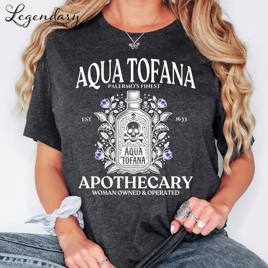 Aqua Tofana T-Shirt with Purple Flowers Unisex Sizing
