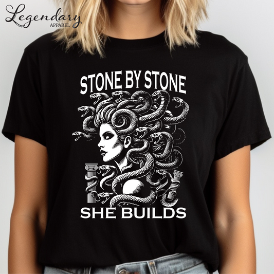 Medusa Shirt Stone By Stone She Builds Subtle Anti Patriarchy TShirt Feminist Resistance Sweatshirt Medusa Snakes Shirts
