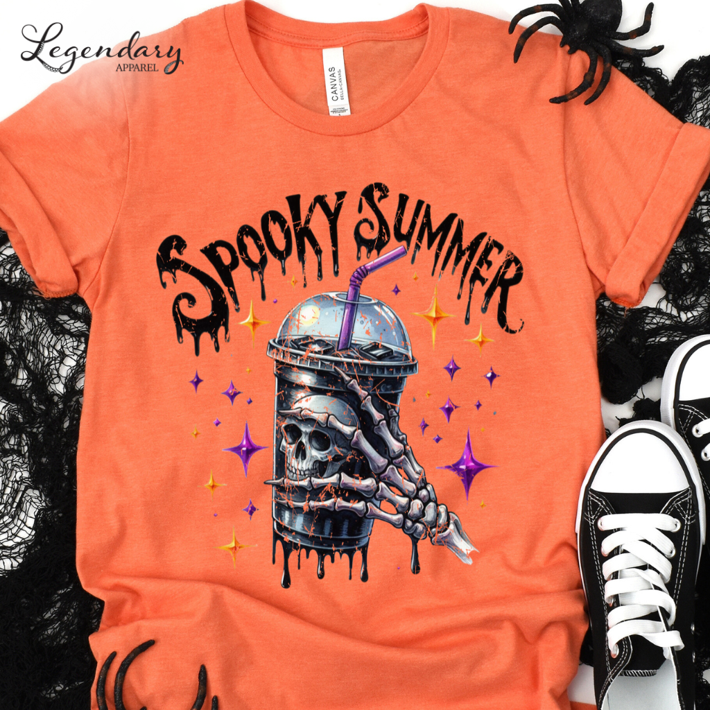 Spooky Summer Shirt Summerween Vibes Skeleton Coffee Lover Shirt