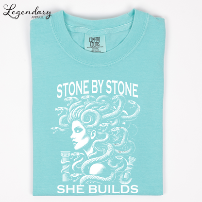 Medusa Shirt Stone By Stone She Builds Subtle Anti Patriarchy Heavy Cotton TShirt