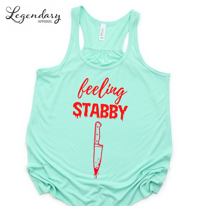 Feeling Stabby Funny Halloween Racerback Tank Top