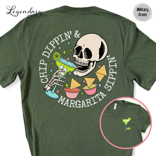 Chip Dippin' Margarita Sipping V-Neck Shirt