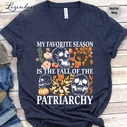 vneck shirt vneck patriarchy My Favorite Season Is The Fall Of The Patriarchy Shirt Feminist Fall Flowers Halloween Skull T-Shirt skull shirt halloween skeleton fall season shirts halloween feminist shirt human rights hex the patriarchy womens rights political gift cottagecore pumpkin gourd feminist gift democrat shirt reproductive rights patriarchy Feminist Halloween Fall Shirt Bury Patriarchy Equality Fall Shirt Feminist They Burned Women  Witchy Feminist Tee Salem Trip Halloween Shirt Witch