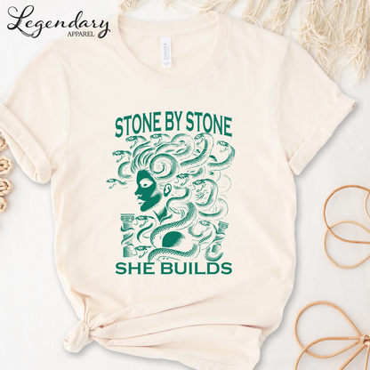 Medusa Shirt Stone By Stone She Builds Subtle Anti Patriarchy TShirt Feminist Resistance Sweatshirt Medusa Snakes Shirts
