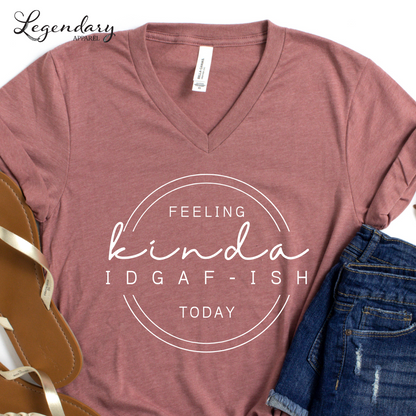 Feeling Kinda IDGAF-ish Today V-Neck Tee Shirt