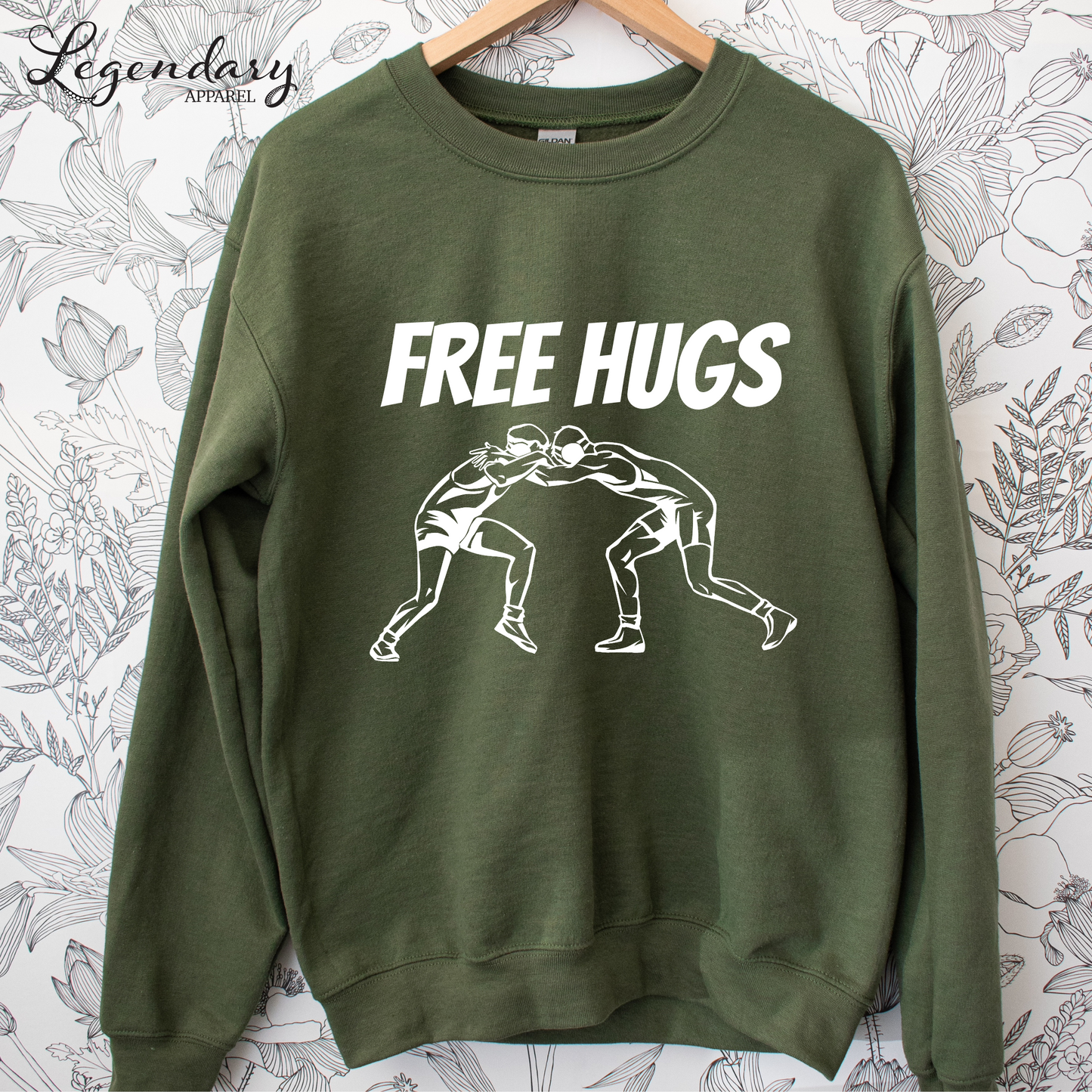 Free Hugs Funny Wrestler Sweatshirt