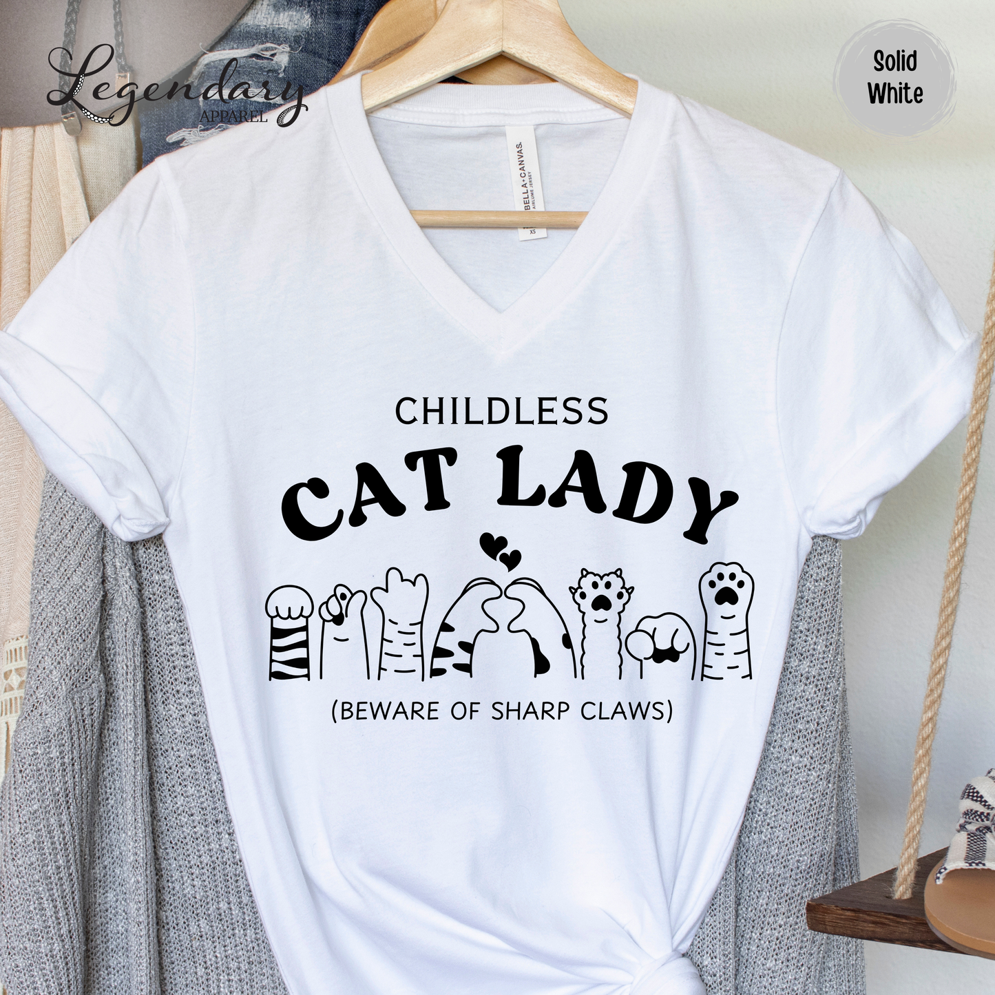 Childless Cat Lady VNeck T-Shirt