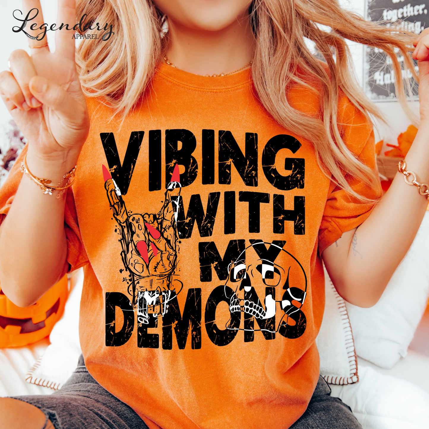 Vibing With My Demons Comfort Colors Tee Shirt