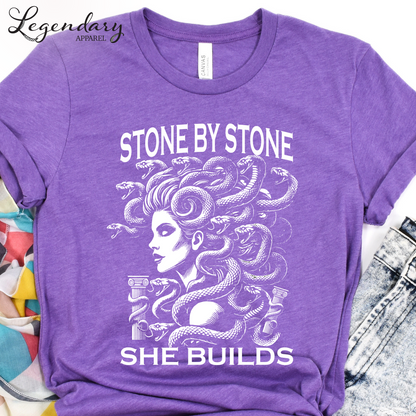 Medusa Shirt Stone By Stone She Builds Subtle Anti Patriarchy TShirt Feminist Resistance Sweatshirt Medusa Snakes Shirts