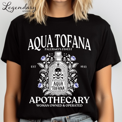 Aqua Tofana T-Shirt with Purple Flowers Unisex Sizing