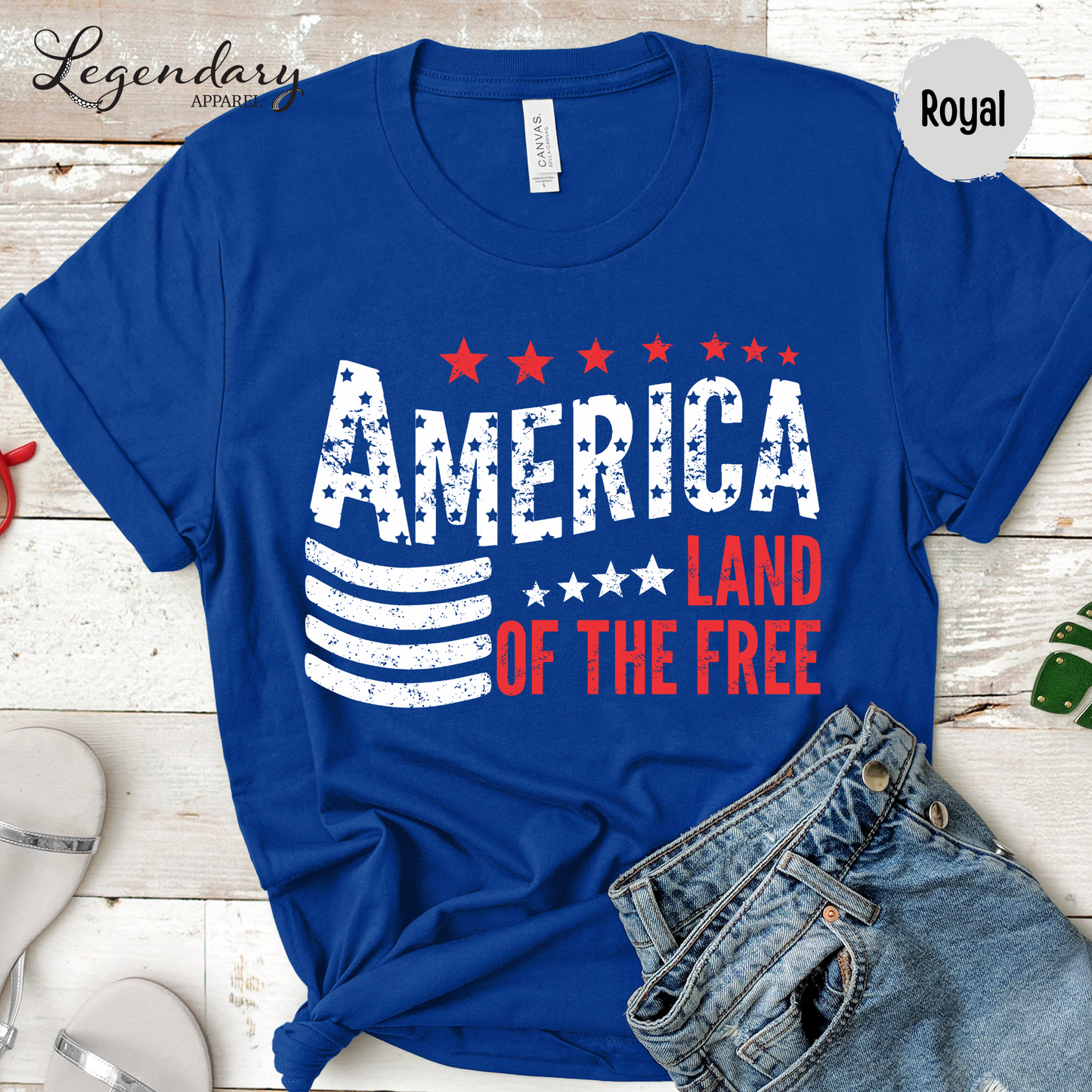 4th of July Shirt America Land Of The Free Patriotic Tee Independence Day