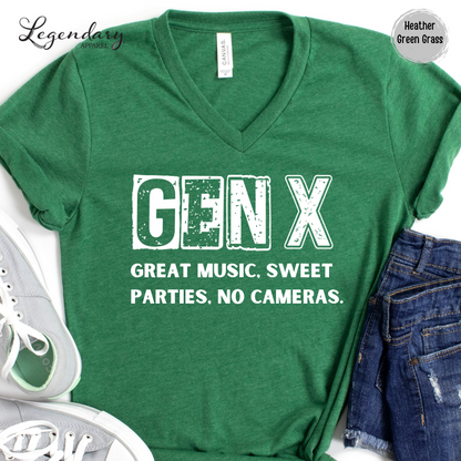 Gen X Shirt Nostalgic 80's Great Music Sweet Parties No Cameras Tee Shirt