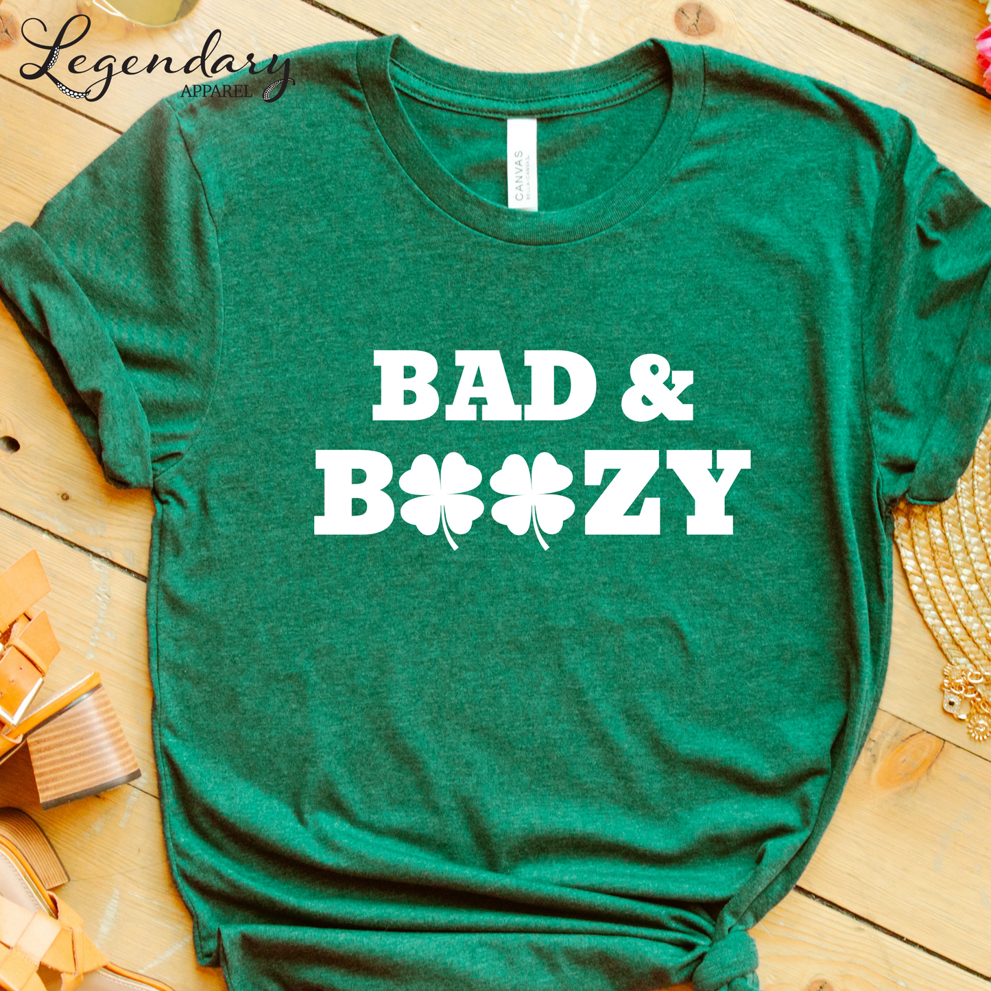 Bad and Boozy St Patricks Day Shirt Shamrock St Paddys Outfit Bar Crawl Sweatshirt Drinking Tee Shirt