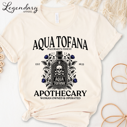 Aqua Tofana T-Shirt with Purple Flowers Unisex Sizing
