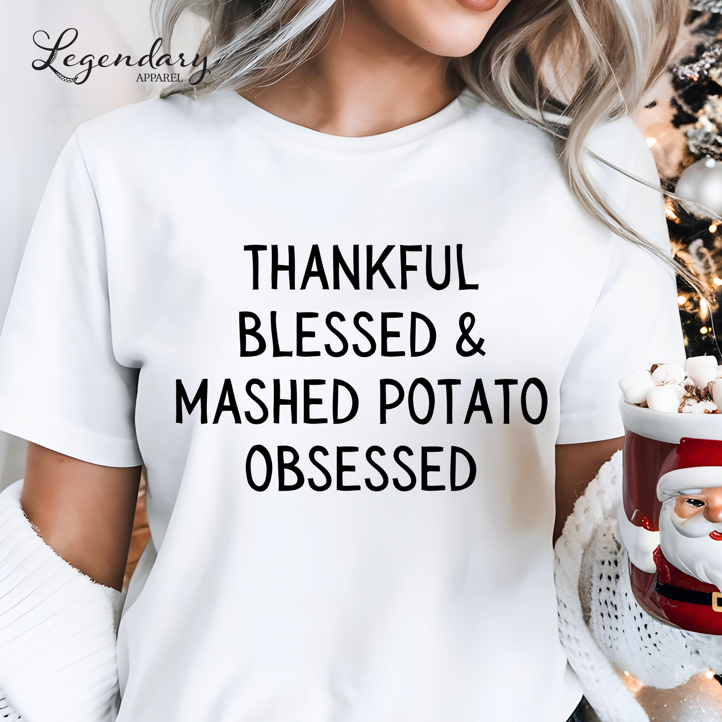 Thankful Blessed & Mashed Potato Obsessed Funny Thanksgiving Shirt