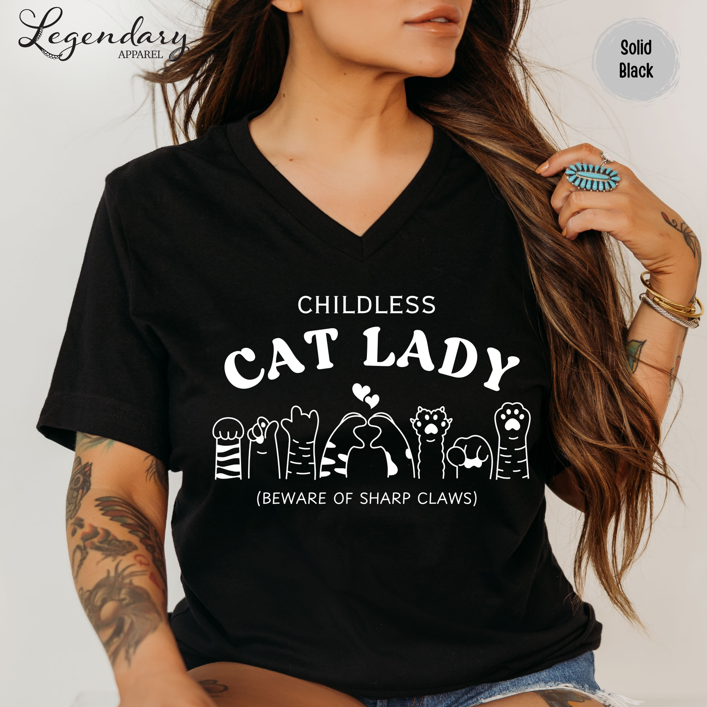 Childless Cat Lady VNeck T-Shirt