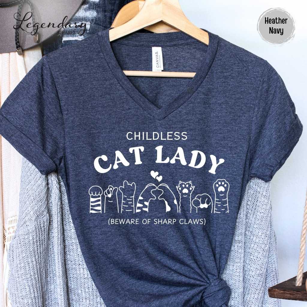 Childless Cat Lady VNeck T-Shirt