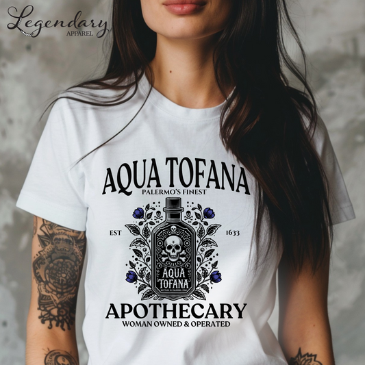 Aqua Tofana T-Shirt with Purple Flowers Unisex Sizing