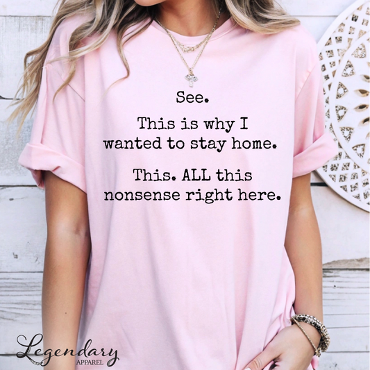 See This Is Why I Wanted To Stay Home This All This Nonsense Right Here T-Shirt
