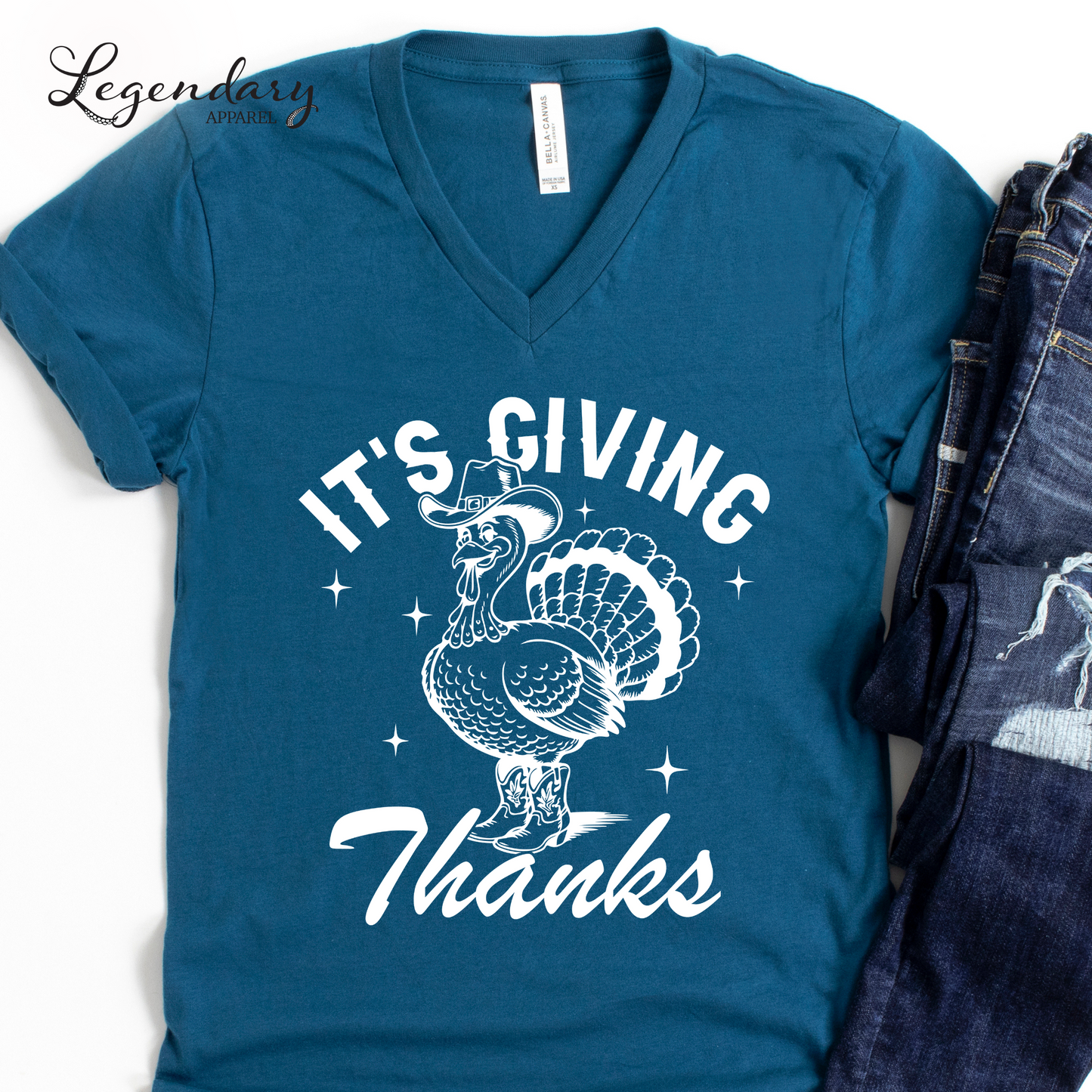 It's Giving Thanks V-Neck Tee Shirt