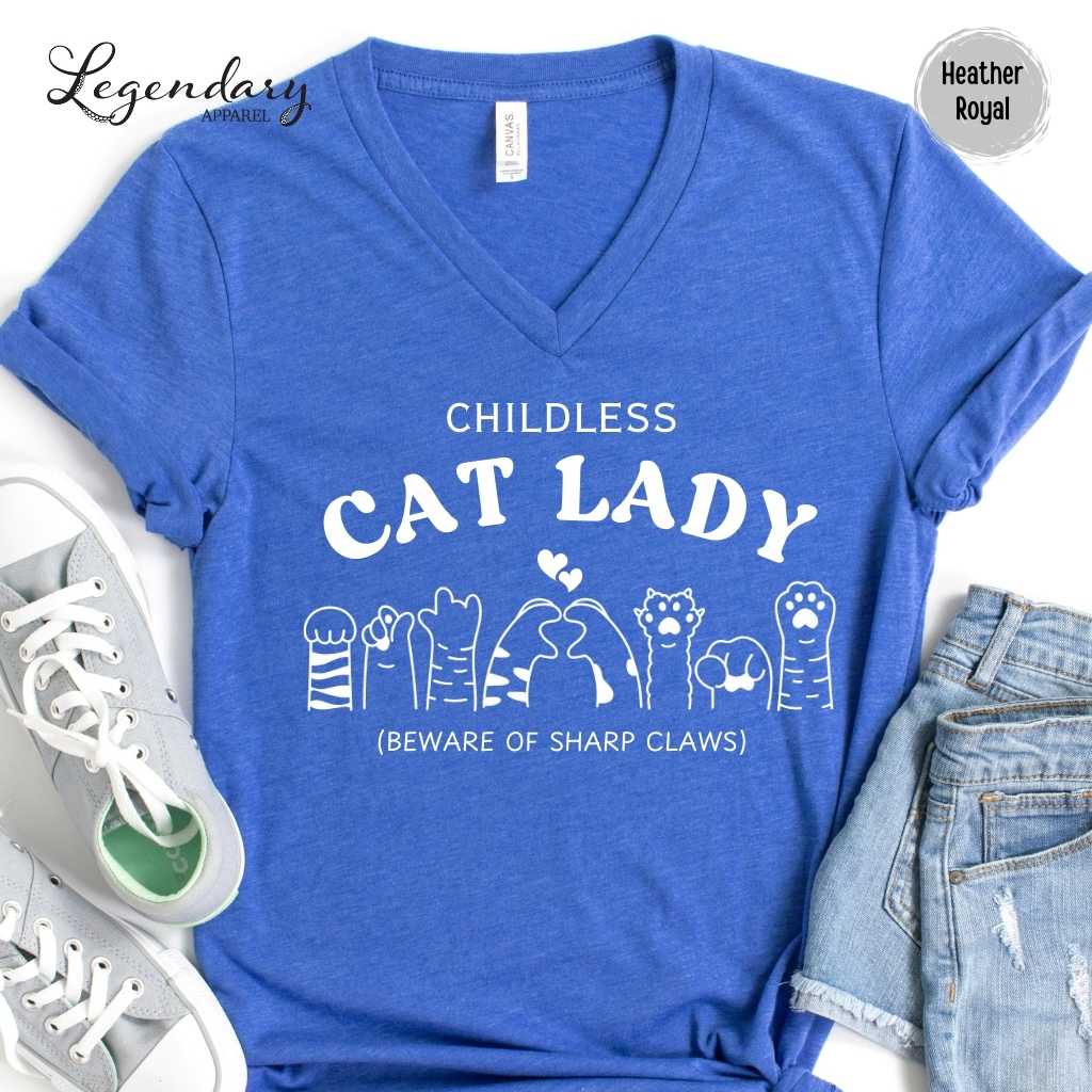 Childless Cat Lady VNeck T-Shirt