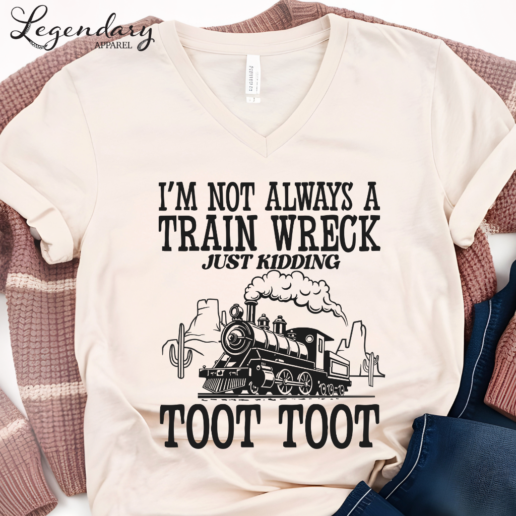 I'm Not Always A Train Wreck Just Kidding Toot Toot VNeck Shirt