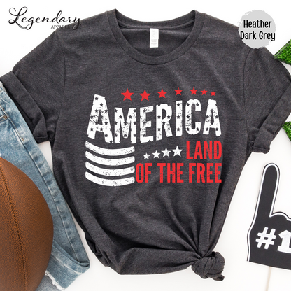 4th of July Shirt America Land Of The Free Patriotic Tee Independence Day Youth & Toddler Kids Shirts