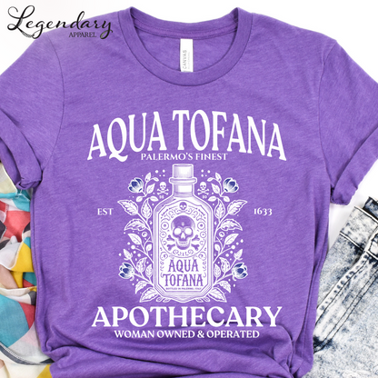 Aqua Tofana T-Shirt with Purple Flowers Unisex Sizing