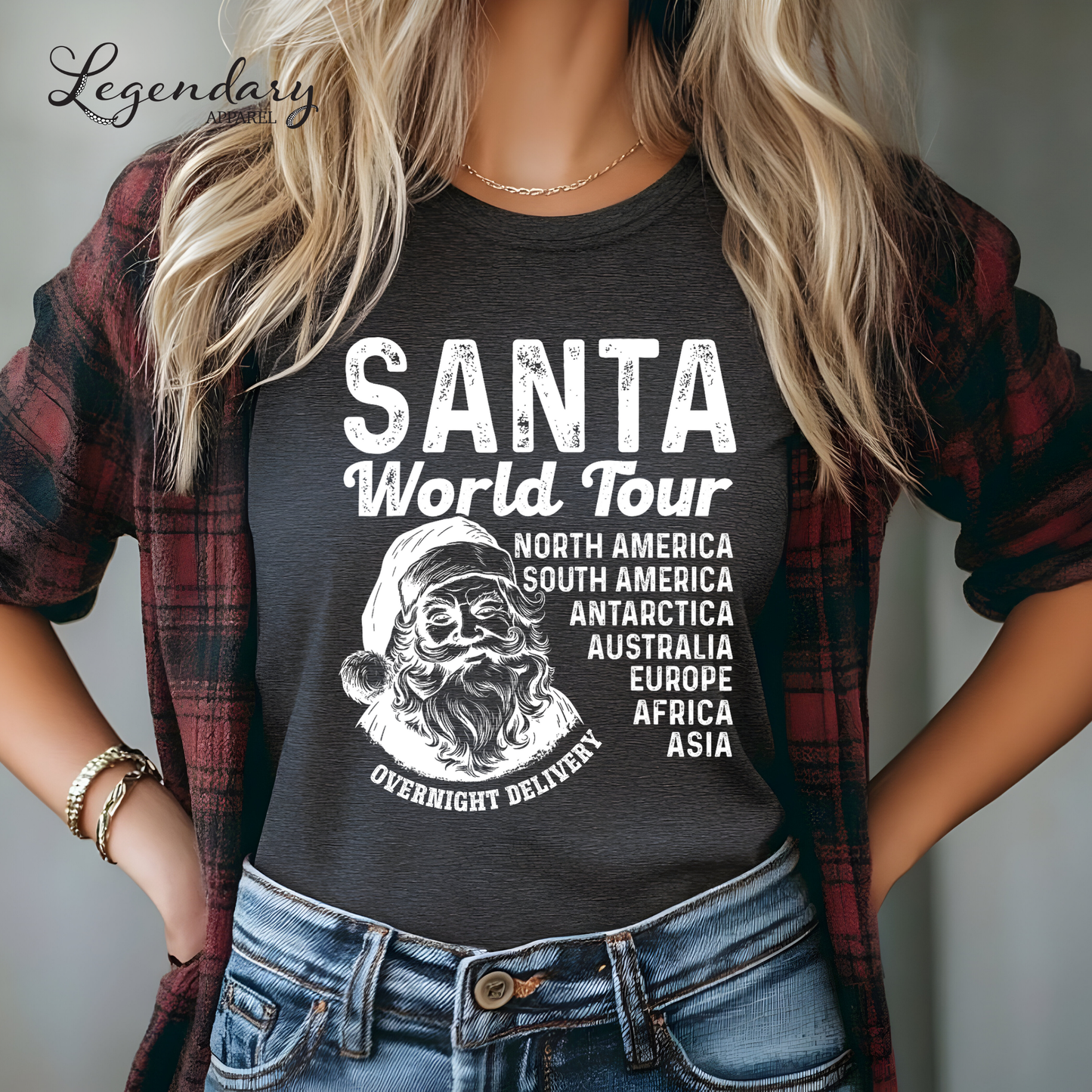 Santa World Tour Shirt Christmas Tee Shirt