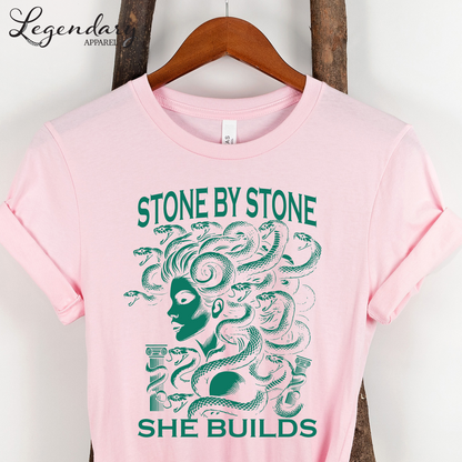 Medusa Shirt Stone By Stone She Builds Subtle Anti Patriarchy TShirt Feminist Resistance Sweatshirt Medusa Snakes Shirts