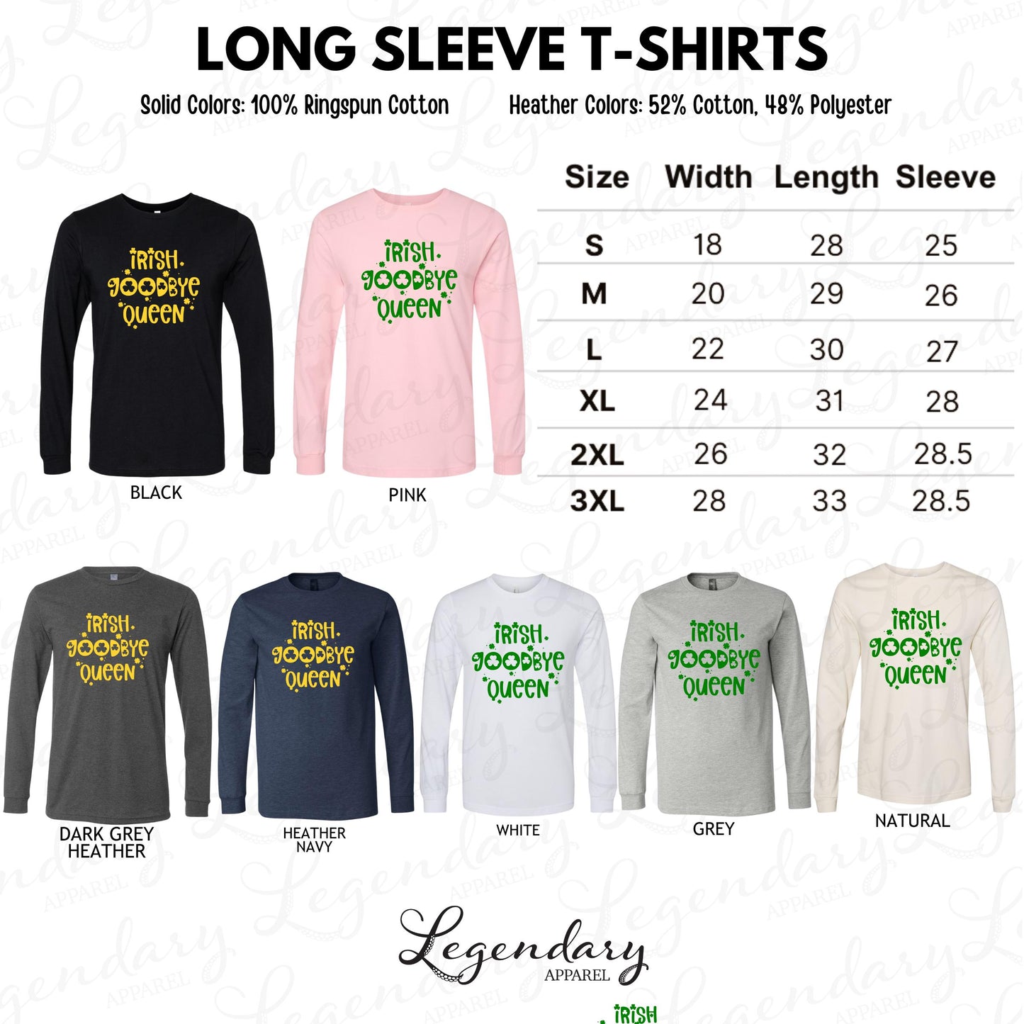 a collection of long sleeve t-shirts in various colors and sizes, including solid colors and different patterns.