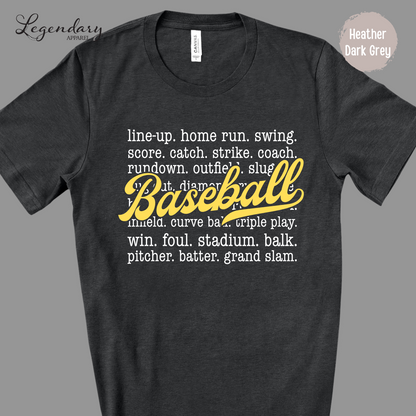 Baseball Sayings T-Shirt Homerun Swing Pitcher Grand Slam
